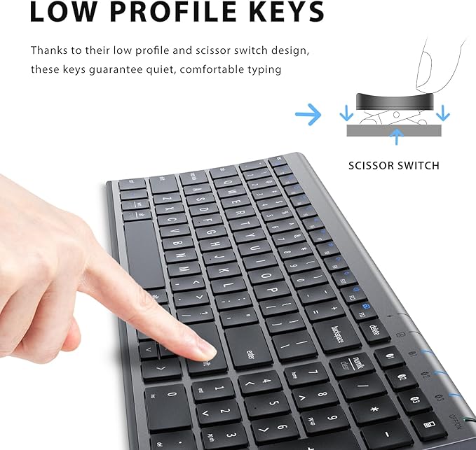 iClever BK10 Bluetooth Keyboard, Universal Bluetooth 5.1 Wireless Keyboard with Number Pad, Ergonomic Design, Multi-Device Compatibility, Stable Connection for Mac, iPad, iPhone, Android, Windows-DeskLoop Office