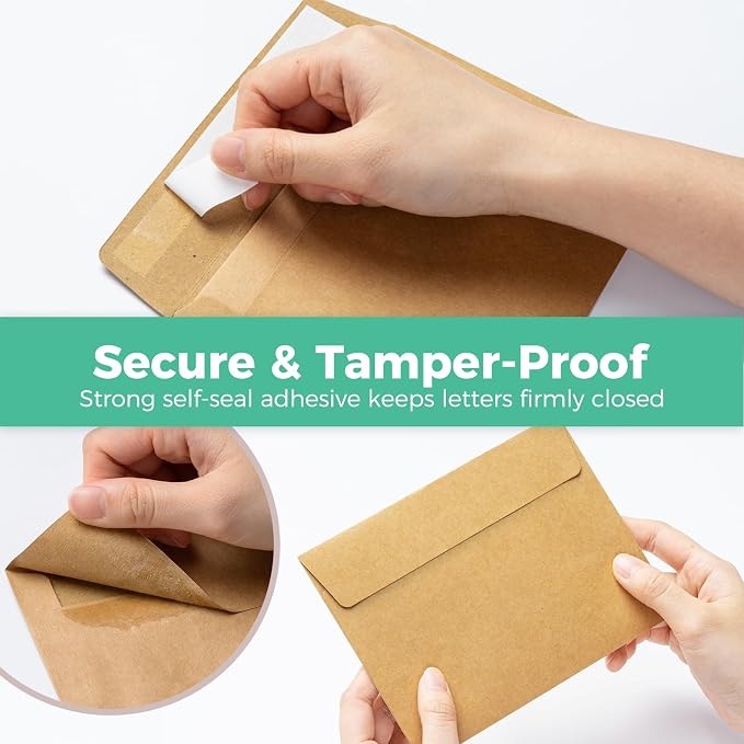 Ohuhu Blank Brown Kraft Cards and Envelopes 100 Pack - Image 7