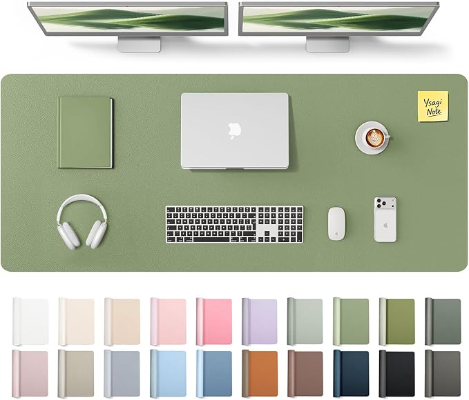 YSAGi Leather Desk Pad Protector, Office Desk Mat, Large Mouse Pad, Non-Slip PU by YSAGi