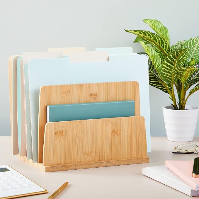 Bamboo Wooden Mail Holder, File Sorter - Image 2
