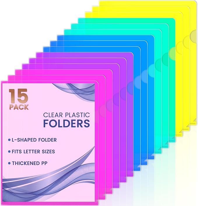 Sooez 15 Pack Clear Document Folder, Plastic Sleeves by Sooez