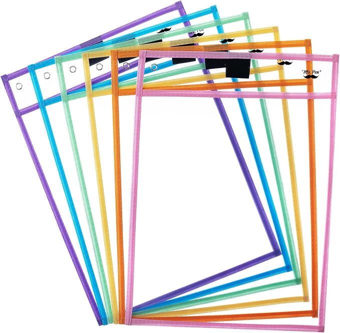 Mr. Pen- Reusable Dry Erase Pocket Sleeves, 6 Pack, Colorful | Pastel Colors by MrPen