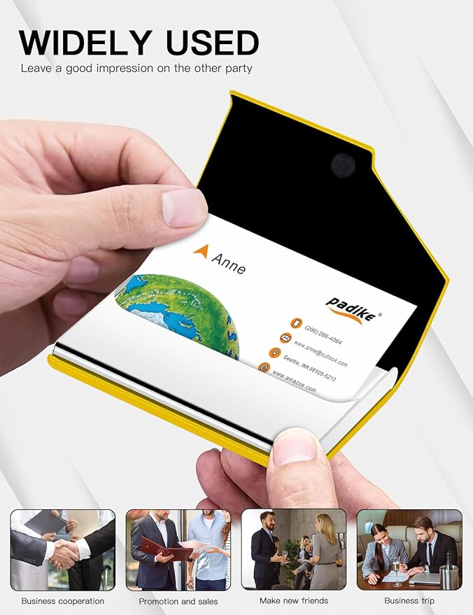 Padike Business Card Holder, Upgraded Leather Business Card Case Pocket Card - Image 5