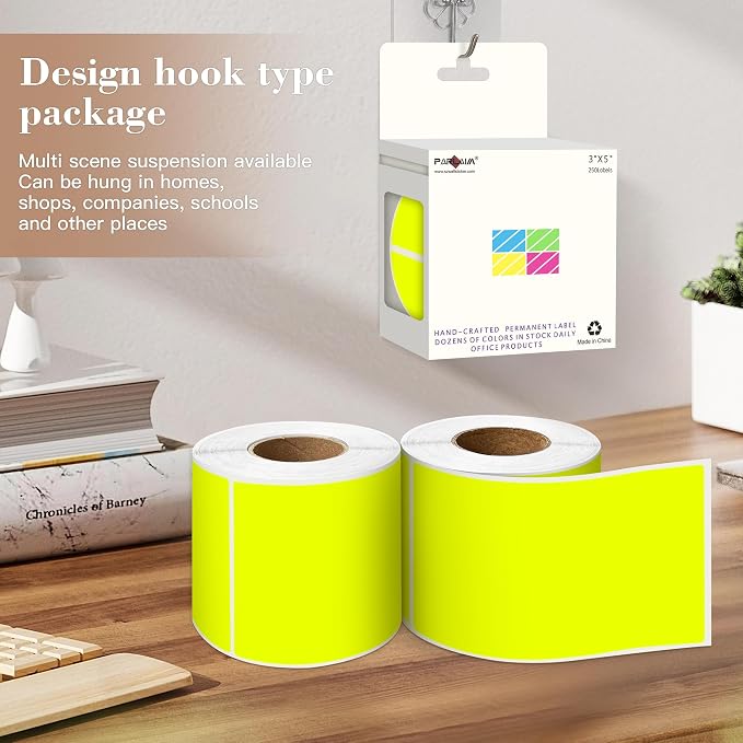 PARLAIM 3x5 inch Rectangle Color Code Stickers, Fluorescent Yellow - Image 4