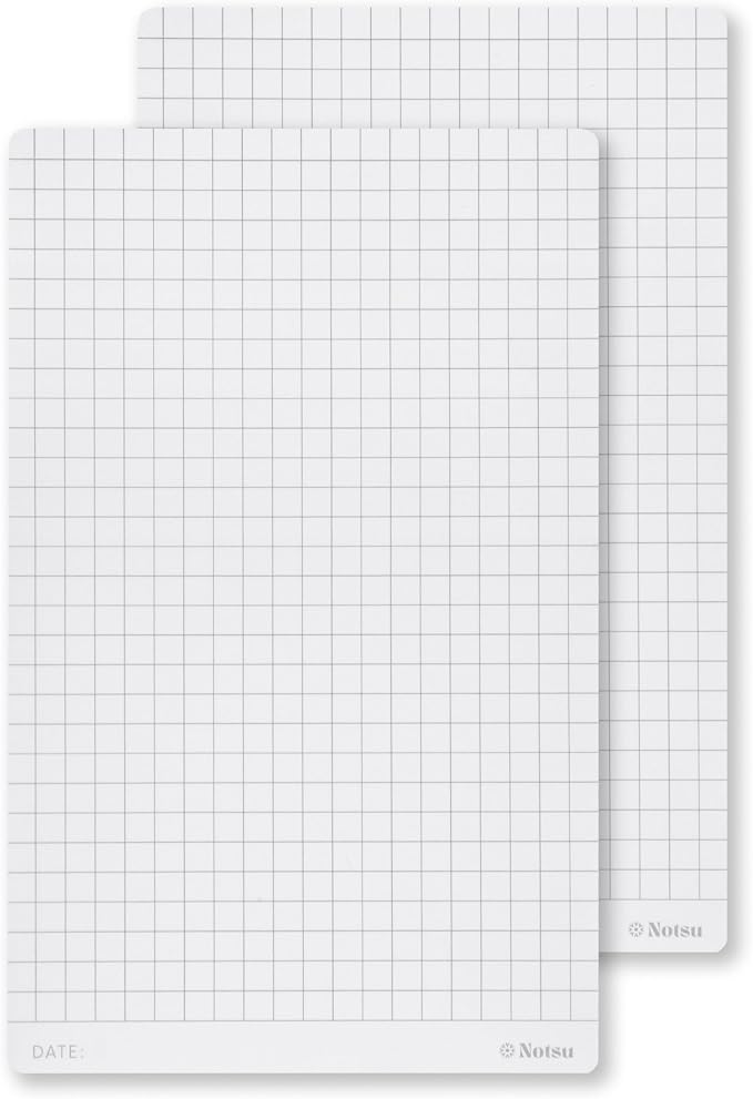 Notsu Graph Grid Small Desk Notepad 2 Pack | Minimalist Graphing Memo Note Pads by Notsu
