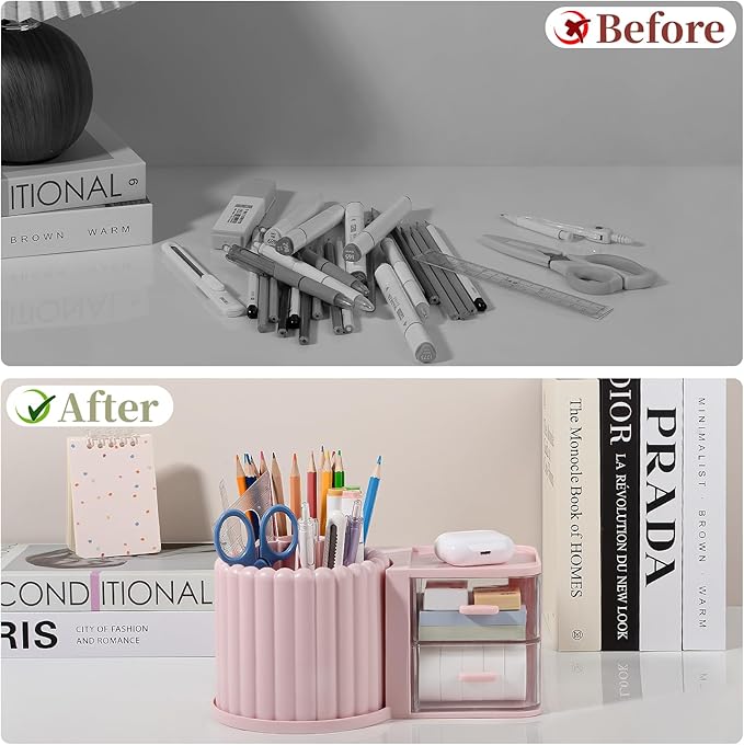 Anyoifax 360° Rotating Pen Holder 7 Slots Desk Organizer - Image 5