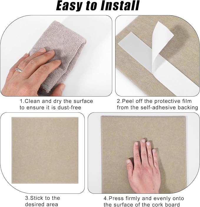 Large Cork Board 36" x 24", 6 Pack Felt Bulletin Board - Image 4
