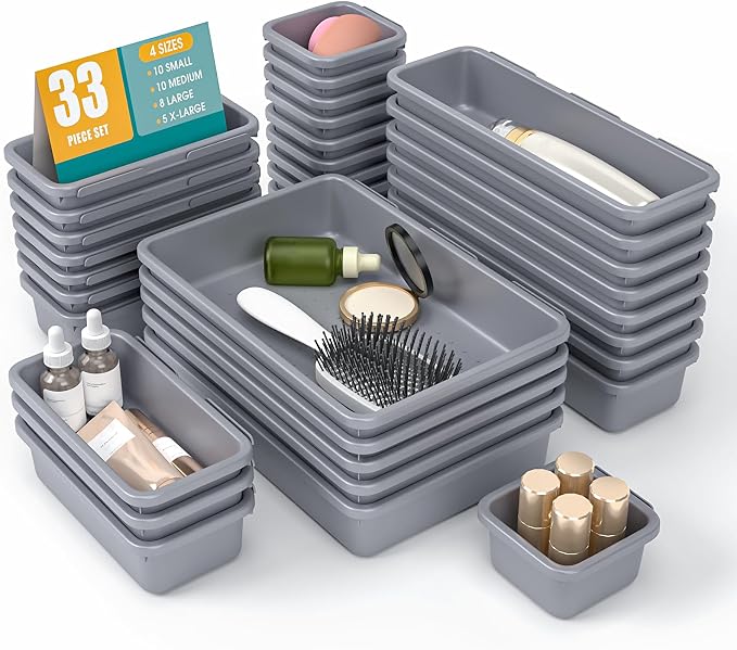 33 PCS Drawer Organizer Set, 4 Size Makeup Drawer Divider Organizer by StoreHappily