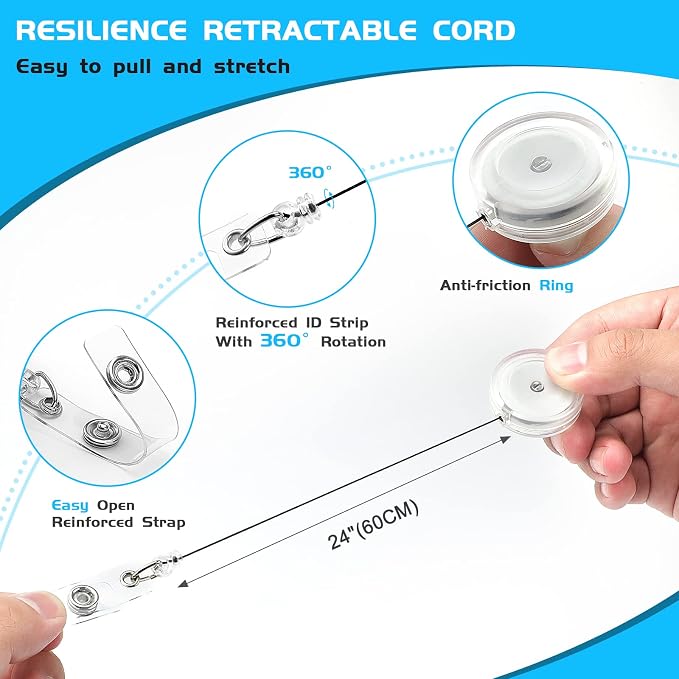 50 Pack Badge Reels Retractable - Image 4