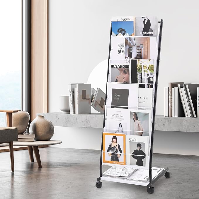 VEVOR Brochure Display Rack, 6-Tier Magazine Literature Display Stand, Floor - Image 8
