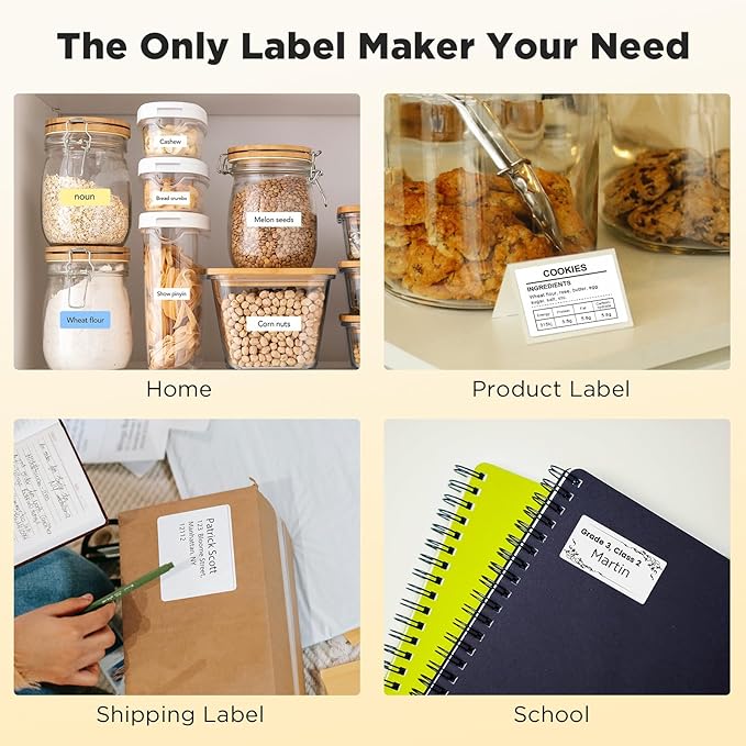 SUPVAN T50M Pro Bluetooth Label Maker Machine with 3 Tapes, Wide Waterproof Label, Versatile App with 40 Fonts and 450+ Icons, Inkless Labeler for Home, Kitchen, School, Office Organization, Black-DeskLoop Office