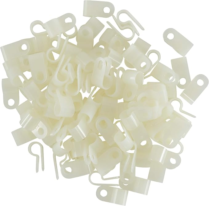 GTSE White Nylon Plastic Cable Clamps, 1/4" Screw Mounts - Image 2