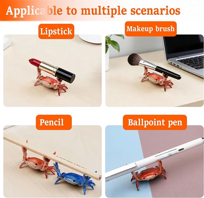 2 Pcs Crab Pen Holder, Creative Weightlifting Desk Crab Pen Holder Stand - Image 2