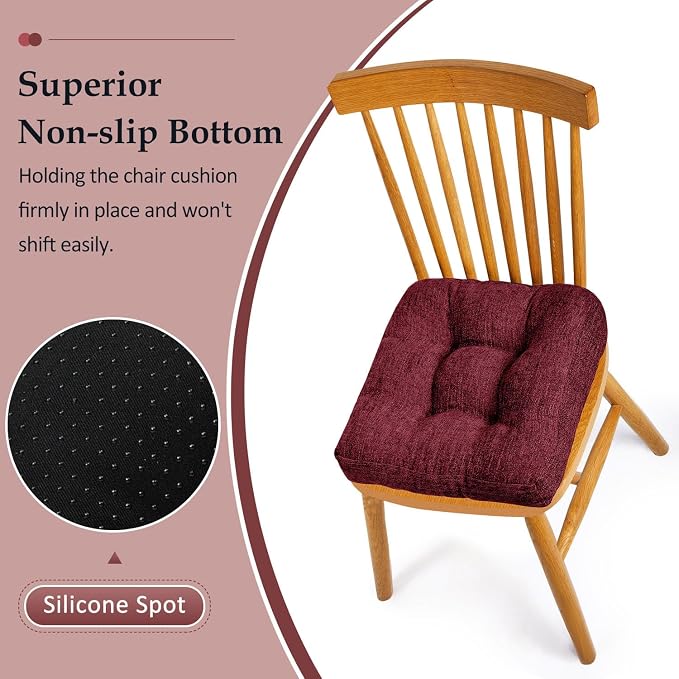 downluxe Chair Cushions for Dining Chairs 4 Pack, Tufted Indoor Chair Pads - Image 3