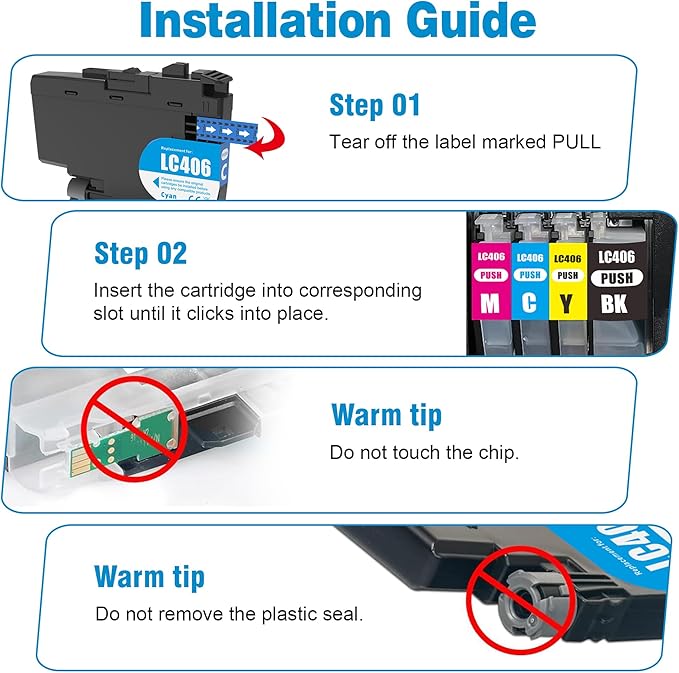F FINDERS&CO LC406 Ink Cartridges LC 406 Ink Work with MFC-J4335DW J4345DW MFC-J4535DW MFC-J5855DW J5955DW J6555DW MFC-J6955DW Printer (4Pack)-DeskLoop Office