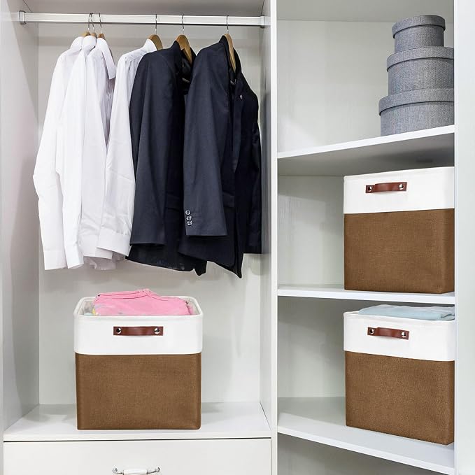 Bagnizer 13x13 Cube Storage Bins, Collapsible Fabric Storage Box, 4 Pack Closet - Image 5