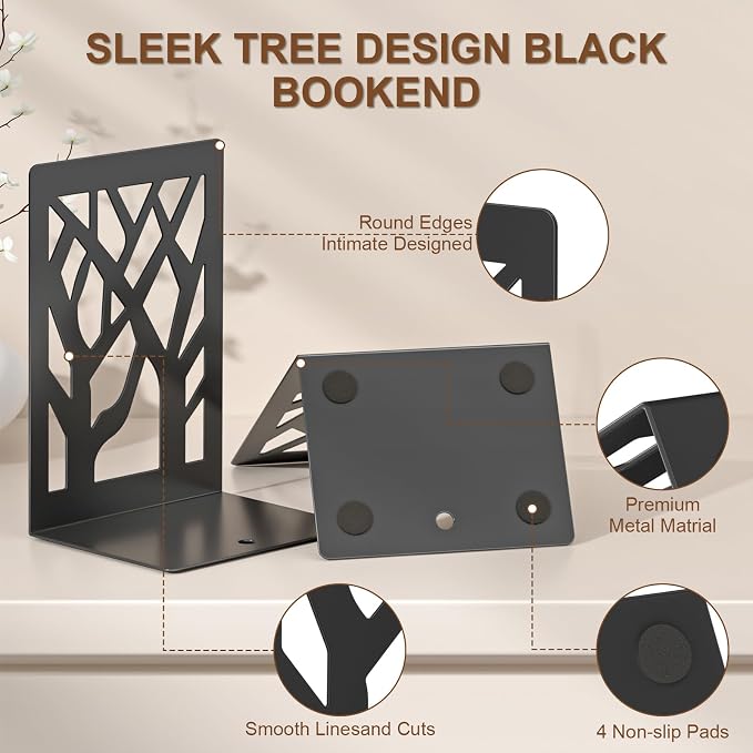 VFINE 4-Piece Modern Metal Bookends - Image 4
