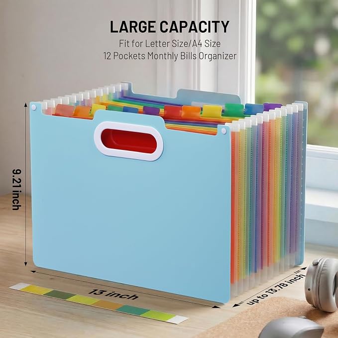 Comix Expanding File Folder, 13 Pockets Accordion File Organizer, Letter/A4 - Image 2
