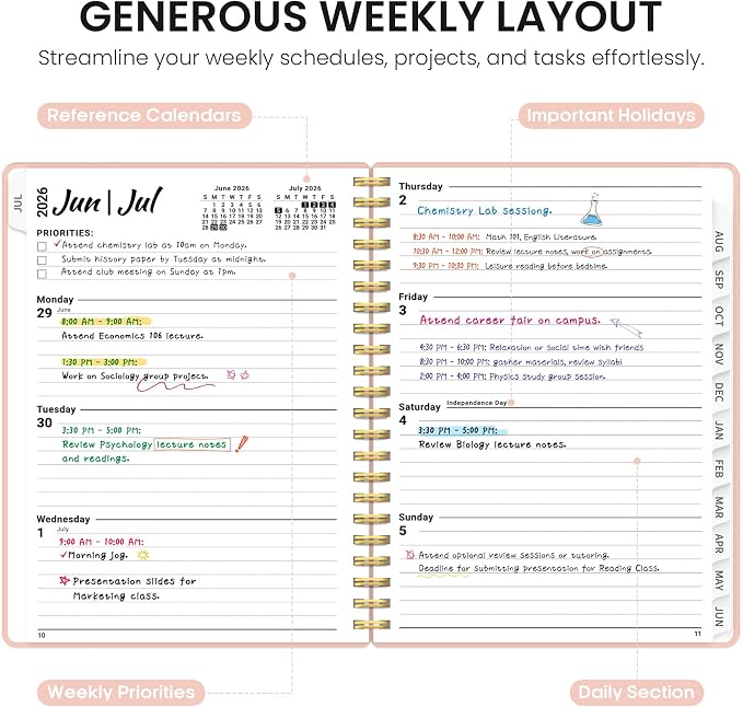 Planner 2026-2027, 8.5" x 11" Weekly and Monthly Academic Year Planner Calendar - Image 3