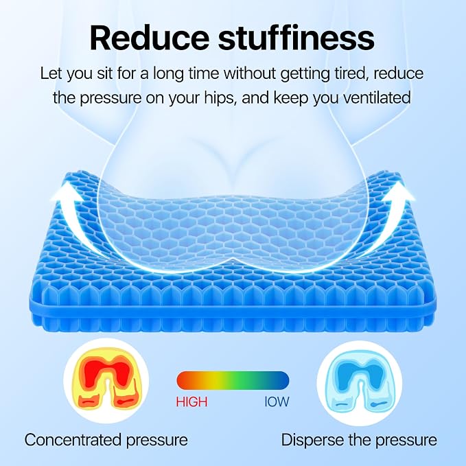 OMCOZY Gel Seat Cushion, Cooling Cushion, Breathable Honeycomb Design Absorbs - Image 7