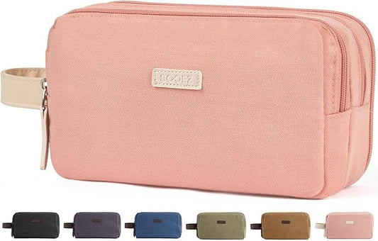 Sooez Large Pencil Case Pouch, Extra Big Pencil Pouch Pencil Bag with PU Handle & Zipper, Sturdy Pen Case with 3 Compartments, Aesthetic School College Supplies Organizer for Men Women Boys, Pink-DeskLoop Office