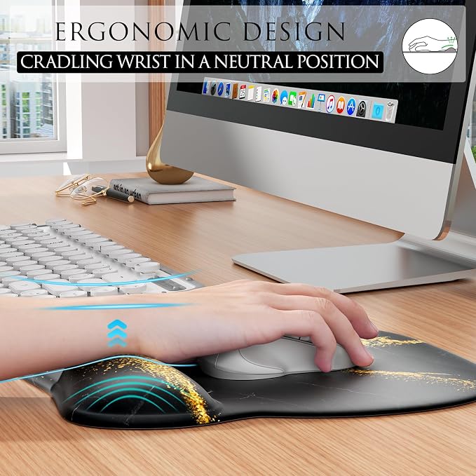MROCO Ergonomic Mouse Pad with Gel Wrist Rest, 9.4 x 8.1 in, Gel Wrist Comfort - Image 5