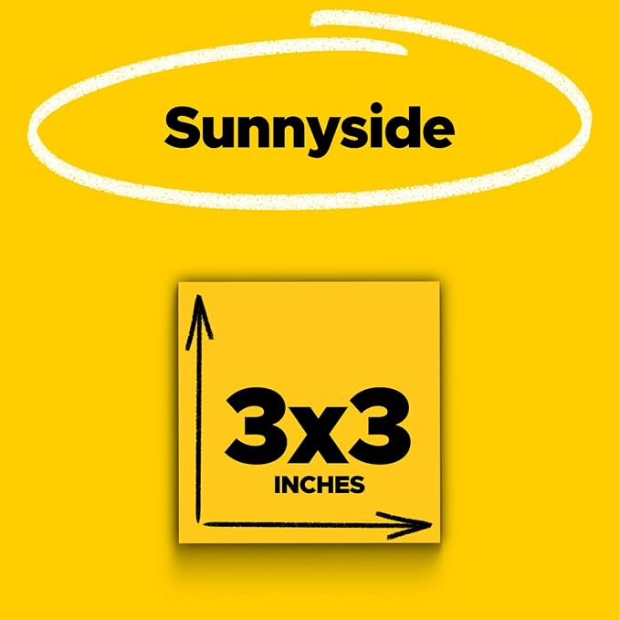 Post-it Super Sticky Notes, 3 x 3 in, 5 Pads, 90 Sheets/Pad | School Supplies - Image 2