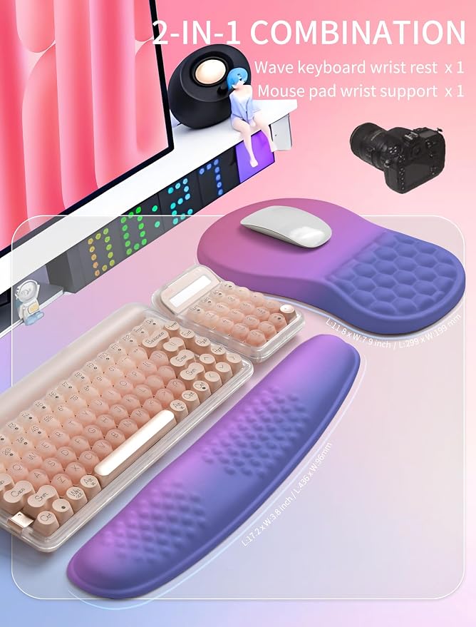 Hokafenle 2in1 Combination, Wave Keyboard Wrist Rest and Ergonomic Curvature - Image 5
