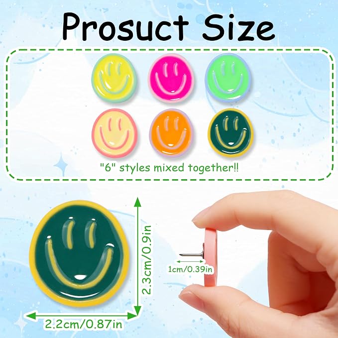 Decorative Cute Push Pins for Bulletin Board, Thumb Tacks, Cork Board Desk Wall - Image 2