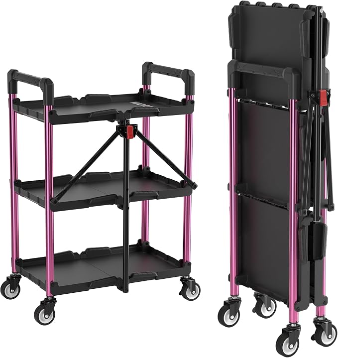 WORKPRO 3-Tier Collapsible Service Cart, 210 LBS Foldable Utility Cart by WORKPRO