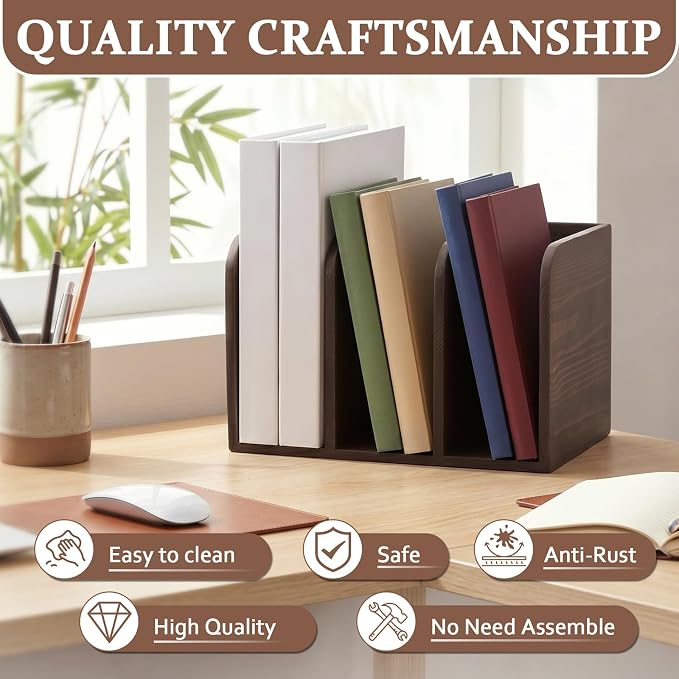 Novabright Walnut Color Pine Wood File Magazine Holder Desk Organizer, 3 - Image 4