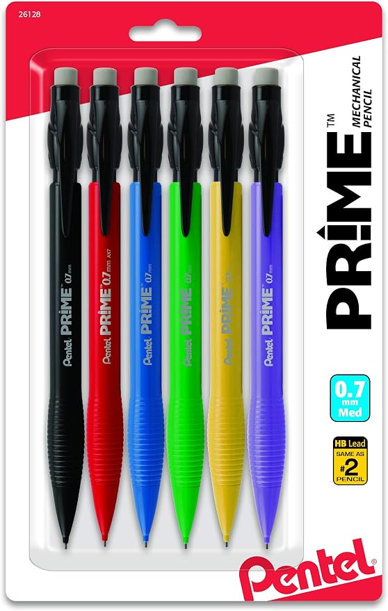 Pentel Prime Mechanical Pencil Assorted Barrel Colors Pack of 6 by PentelofAmerica