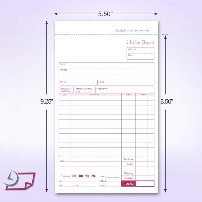 NextDayLabels - NCR Carbonless Order Forms, Bound Wraparound Cover, 50 Sets per - Image 2