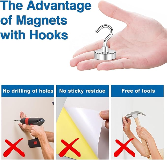 LOVIMAG Magnetic Hooks, 30lbs Strong Magnetic Hooks Heavy Duty - Image 2