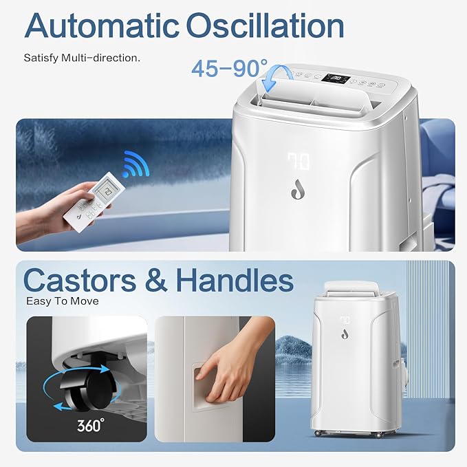 12,000 BTU Portable Air Conditioners Cools up to 550 Sq.Ft 4-in-1 Poratble Ac Units for Room with Cooling Dehumidifier Fan Sleep Mode 24h Timer Remote Control and Window Installation Kit Included-DeskLoop Office