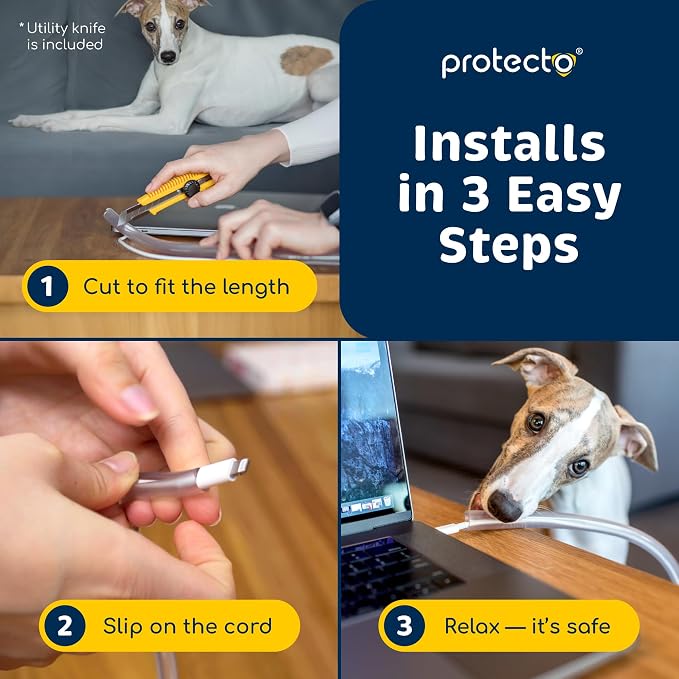 PROTECTO Heavy Duty Cord Protectors from Pets No Chew Solution, 10ft Easy to - Image 7