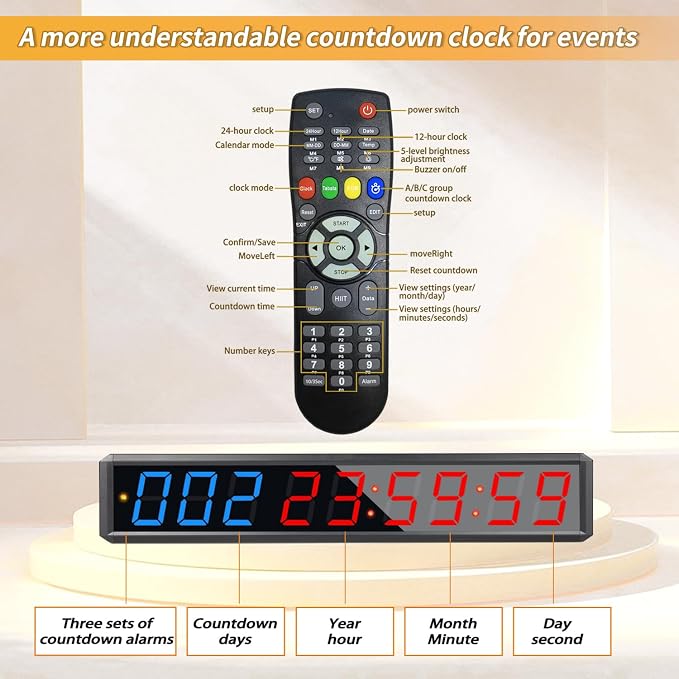 LED Countdown Clock, 999 Days, 23 Hours, 59 Minutes, 59 Seconds, Event - Image 3