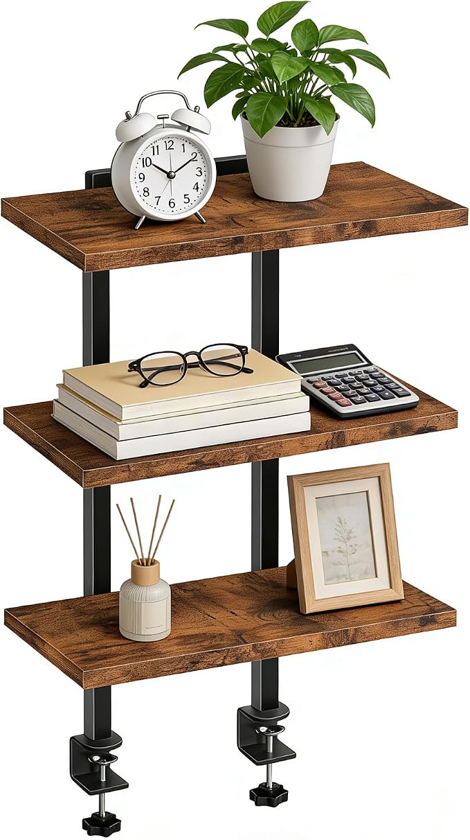 MAHANCRIS Clamp On Desk Organizer, 3-Tier Desktop Bookshelf, Adjustable Desk - Image 9
