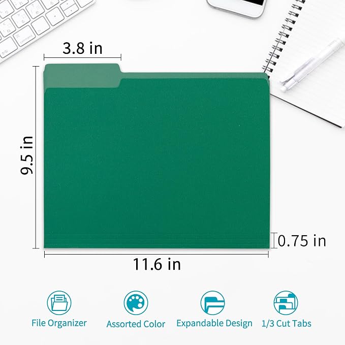 36 Packs Colored File Folders, Two Tone Color File Folder 8.5 x 11 Inch - Image 2