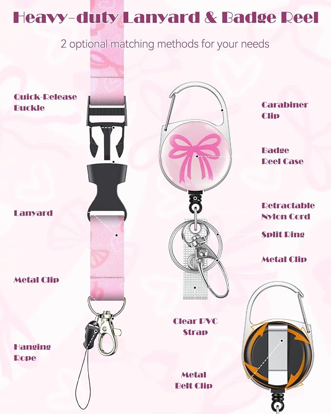 Uniclife Fashionable Sliding Badge Holder Bowknot Pattern Plastic Card Holder - Image 4