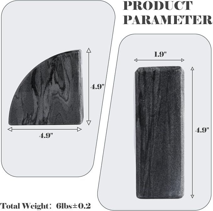 Karibiber Marble Bookend for Shelves, Non-Skid Bookends for Heavy Books - Image 5