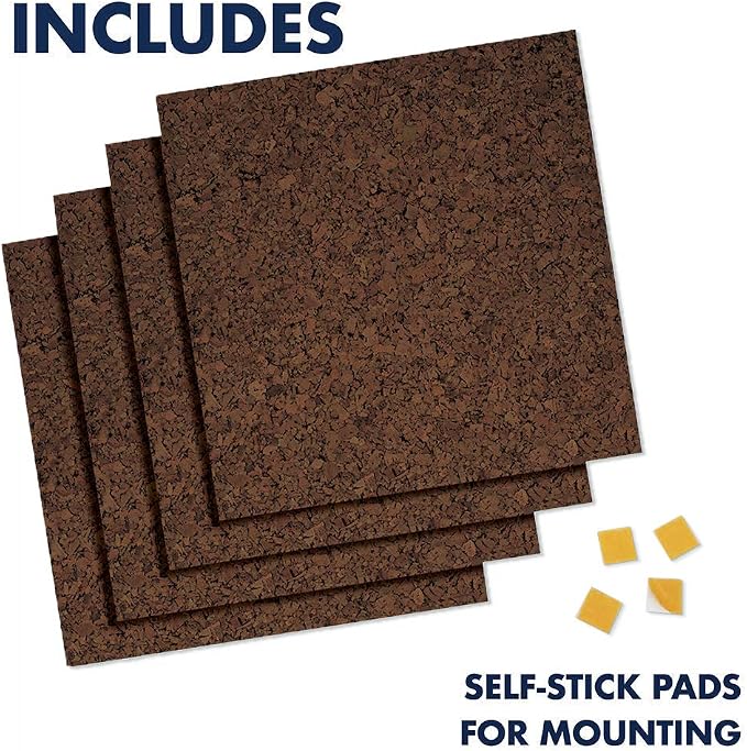 Quartet Cork Tiles, Bulletin Board Cork Panels 12" x 12" x 3/8", Dark Brown - Image 5