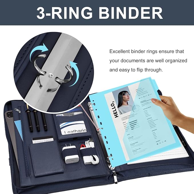 Leathario Portfolio Binder, Includes 5 Folder Index Dividers, 13 Inch Tablets - Image 7