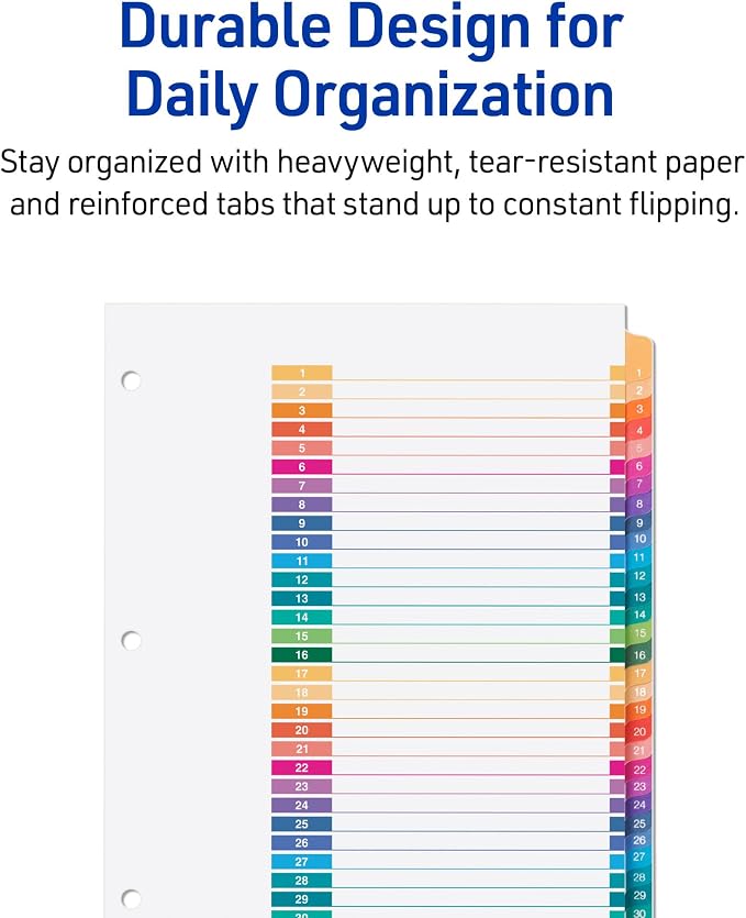 Avery 1-31 Dividers for 3 Ring Binders, 31 Tabs per Set, Customizable Table of - Image 5