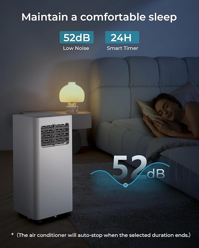 EUHOMY Portable Air Conditioners 8,000 Btu, 3 in 1 Portable Cooling AC with Dehumidifier, Fan, Sleep Modes, AC Unit with Remote Control & 24H Timer for Bedroom, Rooms, Apartments up to 350 Sq.Ft.-DeskLoop Office