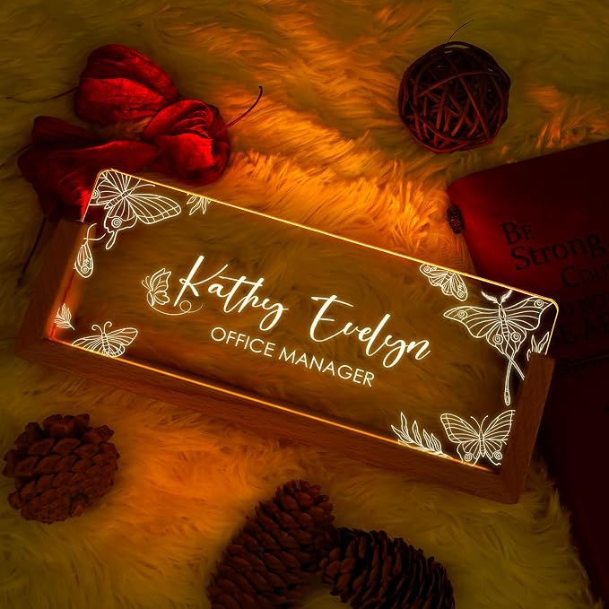 Custom Name Plate for Desk, Personalized Light Up Acrylic Desk Name Plate - Image 2