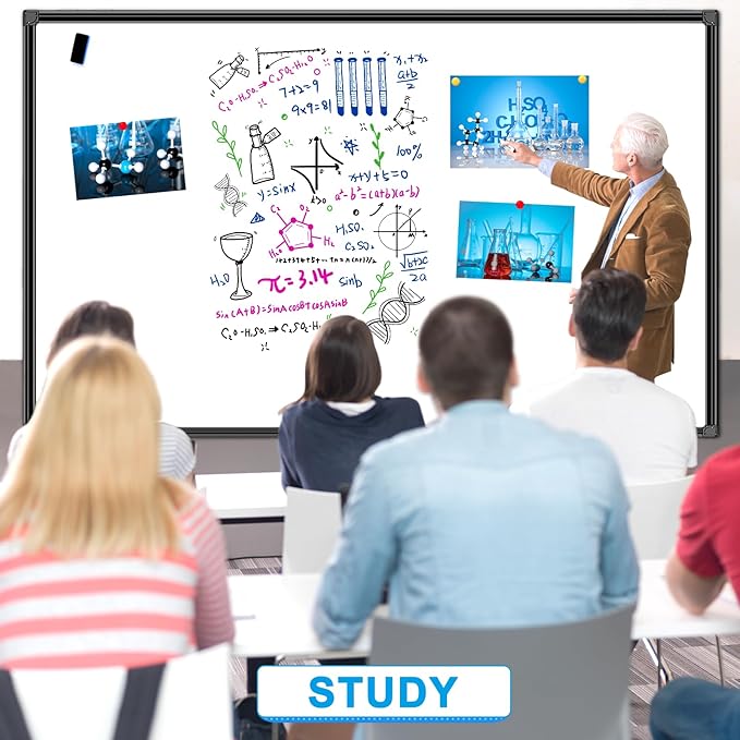 H-Qprobd 72"x48" White Board for Wall Large Magnetic Dry Erase Board with Black Aluminum Frame, Presentation Whiteboard Suitable for Home, Office, Classroom & Kitchen-DeskLoop Office