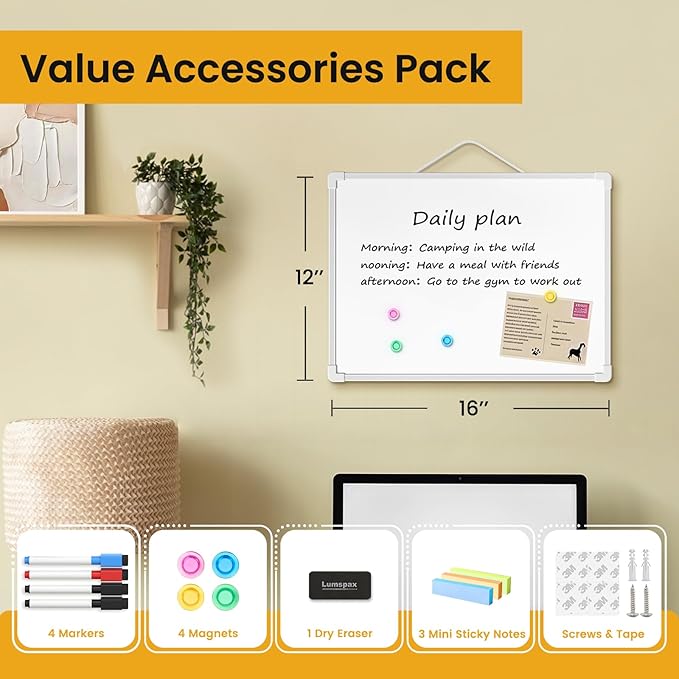 Small Dry Erase Board for Wall, Magnetic White Board - Image 2