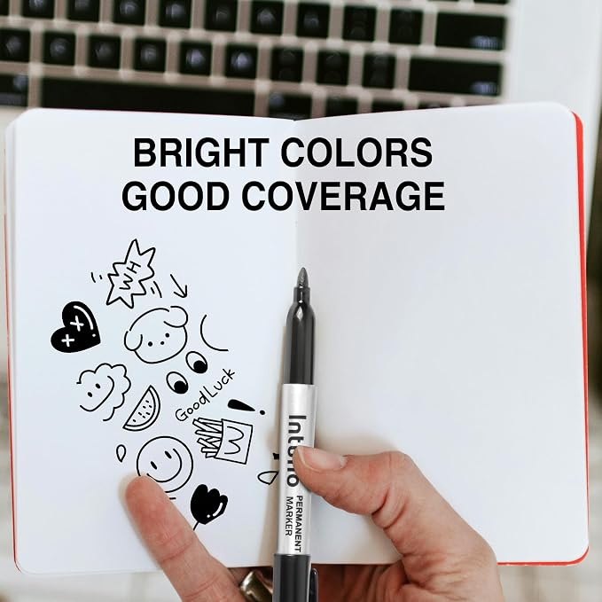 INTUNO Permanent Markers, Fine tip, Oil-Based Permanent Markers, Waterproof and - Image 6
