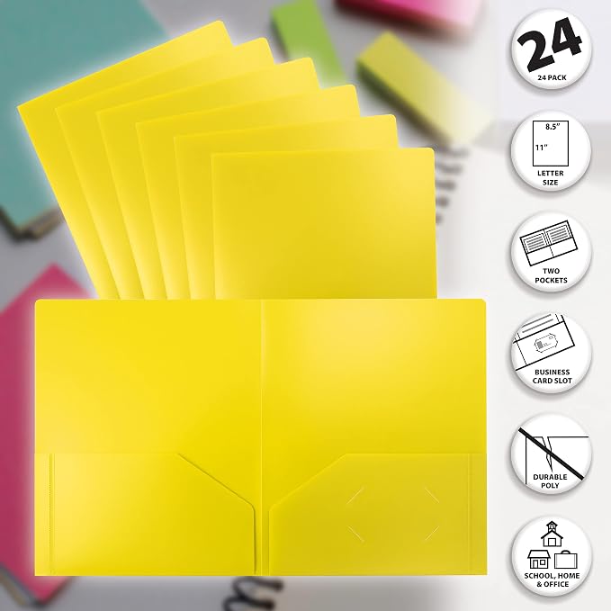 Better Office Products Heavyweight Plastic 2 Pocket Portfolio Folder, Letter - Image 3